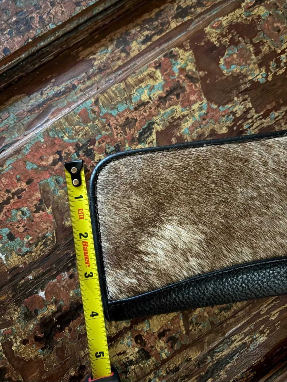 Men's Brown Hair-On Leather Zip Wallet - Picture 10 of 11